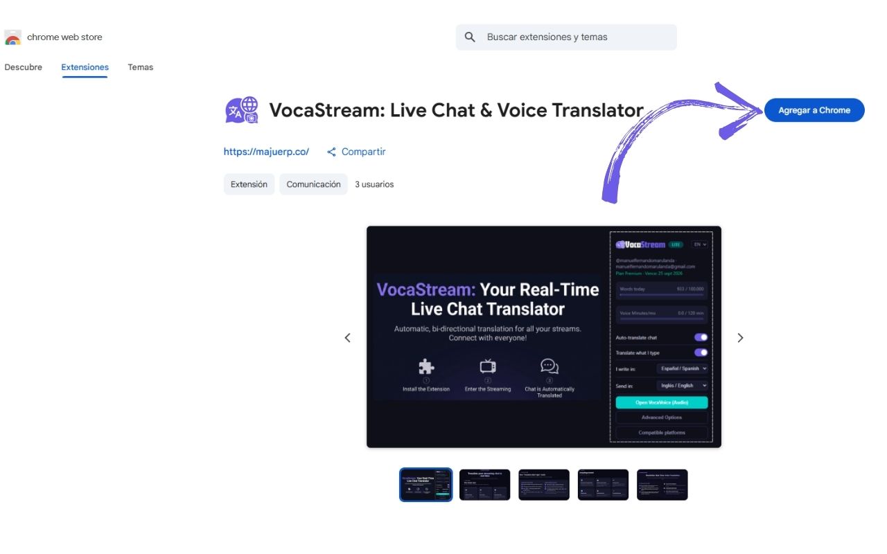 VocaStream: Traductor de Chat en Vivo para Streaming en Tiempo Real 2 VocaStream Live Chat Voice Translator