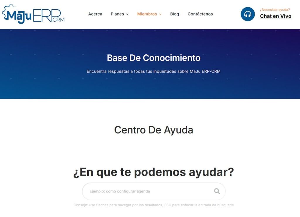 Base de conocimiento MaJu ERP-CRM