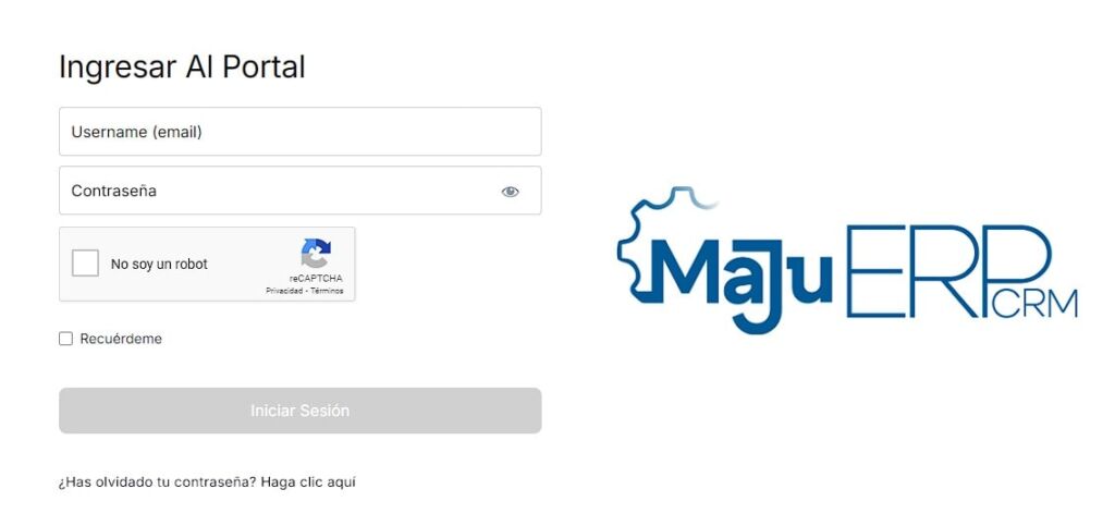 Iniciar sesion en MaJu ERP CRM min